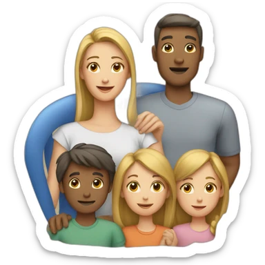 father, mother, boy, girl sticker