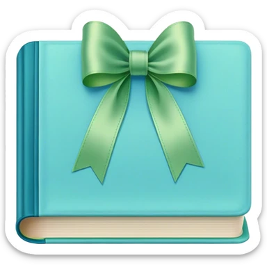 Book blue soft pastel with green ribbon  sticker