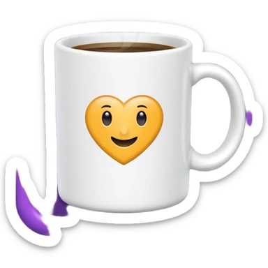 Emoji de taza blanca de la serie ‘friends’ el marco color morado sticker