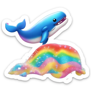 Lisa frank kawaii whale blowing rainbow glitter water  sticker