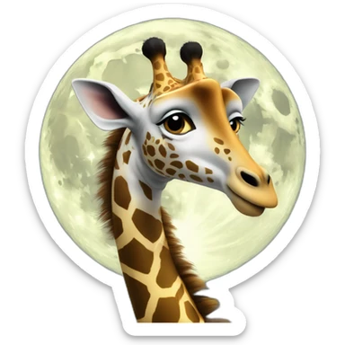 Girafe sur la lune sticker