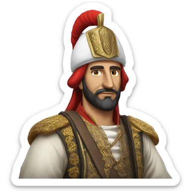 A full-length serious ottoman janissary photorealistic serious sticker