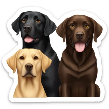 two black labradors, one chocolate Labrador and one golden Labrador sticker