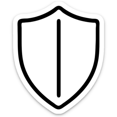 logo of a shield, minimalistic, outlined style, clean lines, monochrome, professional look sticker