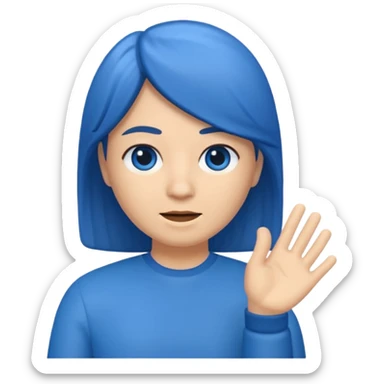 Memoji cabello azul parando el dedo de enmedio  sticker