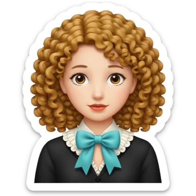 women with neckBow, curley hair style. sticker
