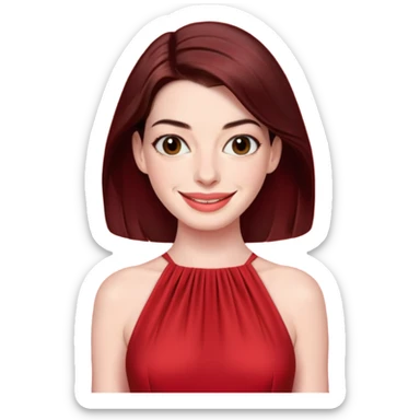 Anne Hathaway in red dress, red carpet sticker