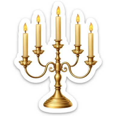elegant candelabra with three burning candles sticker
