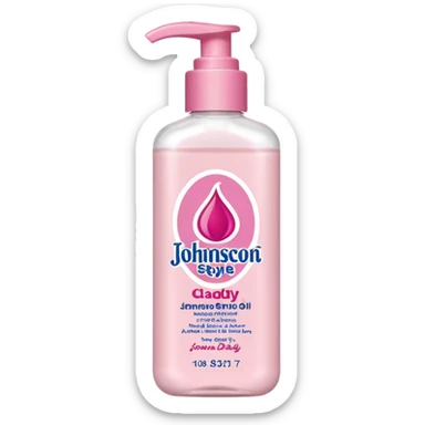 realistic Johnson and Johnson style bottle pink cap pink logo clear bottle with berry party logo with diddy oil and a berry on top bottle sticker