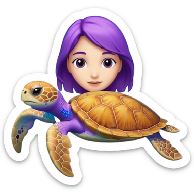 Purple girl Sea turtle in the ocean sticker