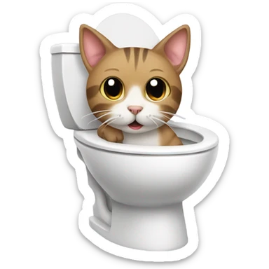 cat pooping in a toilet  sticker