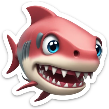 Tiburón Cón cadena y coraones sticker