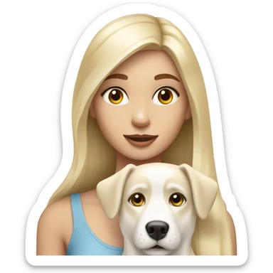 long blonde girl with cream husky dog sticker