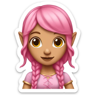 tan skinned elf girl with pink hair sticker