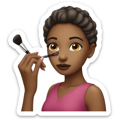 A girl doing her makeup sticker