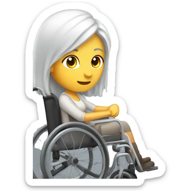 Wheelchair woman white with pretty Long grey hair woman  sticker