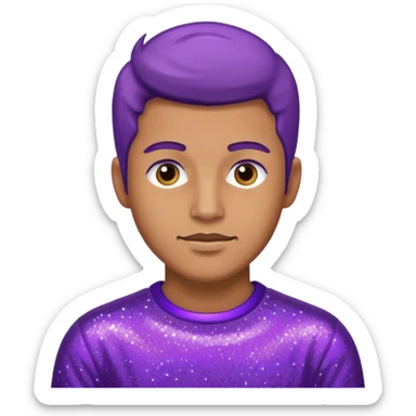 man supervisor wearing glitter purple glittery clothes sticker