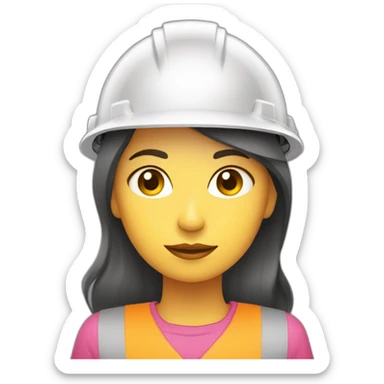 MUJER CON CABELLO AMARILLO INGENIERA EN CONSTRUCCIÓN CON CASCO DE SEGURIDAD BLANCO Y PLAYERA ROSA sticker