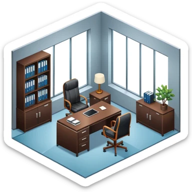 an office for ceo of company in an isometric style sticker
