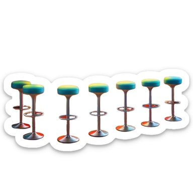 A 3D cartoon bar interior with a counter, glowing shelves of colorful bottles, tall stools, and hanging lights, warm ambient lighting, realistic reflections, Memoji-style. sticker