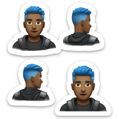 Blue hair low taper fade ninja sticker