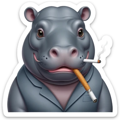 Hippopotamus with a cigarette  sticker