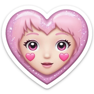 heart with pastel colors and glitter, K-pop vibe sticker