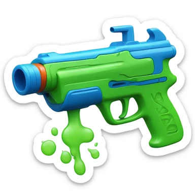 Water gun green and blue color sticker