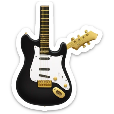black guitar with gold gutiar string sticker