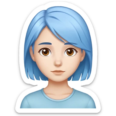 girl with brown hair with light blue hair in the front.  sticker