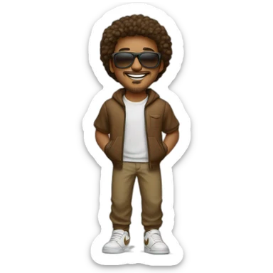 hombre con lentes, pelo castaño, vestido con nike dunk, feliz sticker