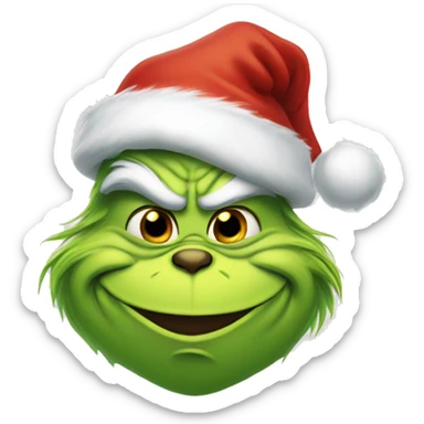 Grinch wearing a Santa hat and smiling  sticker