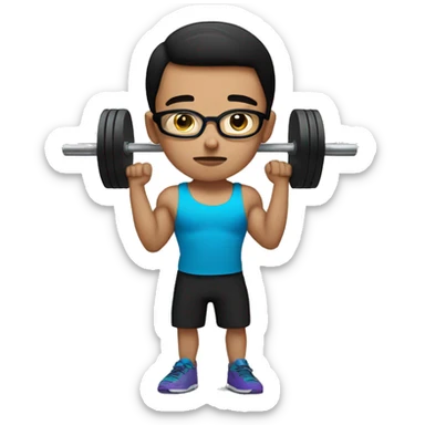 brunette boy with glasses practicing deadlift  sticker
