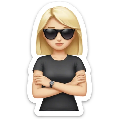 blonde girl crossing her arms with sunglasses  sticker