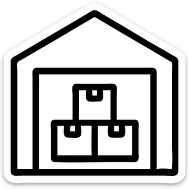 cargo warehouse, outline illustration style sticker