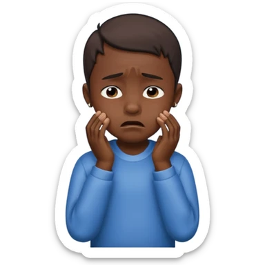 Dark Skin child boy crying full body sticker