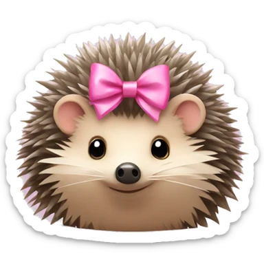 hedgehog with a pink bow sticker