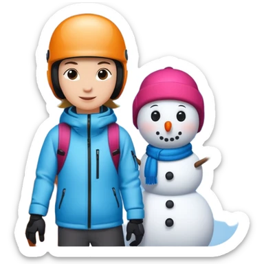 ski resort with snowboarder and snowman sticker
