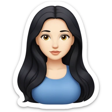 caucasian Beautiful Buxom black long hair back booty sfw sticker