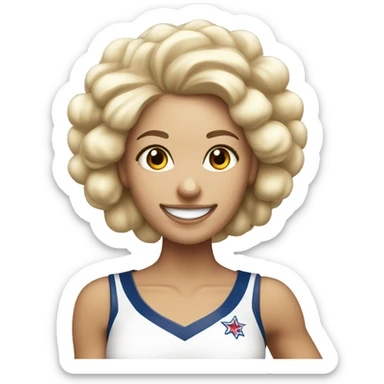 smiling blonde white cheerleader with pom poms sticker