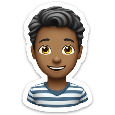 smiling boy in striped shirt sticker