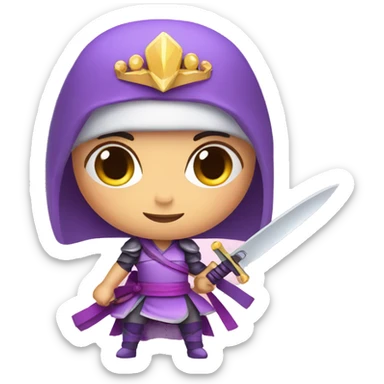 Ninja princess with knife, crown and fairy wings sticker
