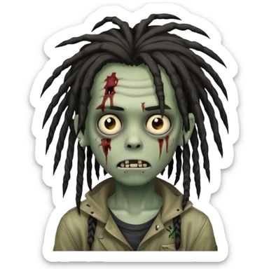 boy zombie with dreadlocks, emo style, expressive face sticker