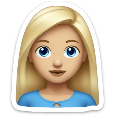  a  tan ,blonde girl with blue eye with a blue cropped top on sticker