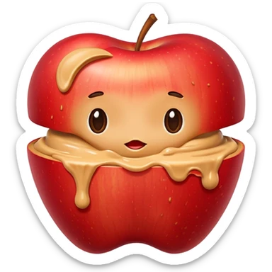 apple with peanutbutter sticker