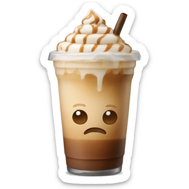 Iced latte with art sticker