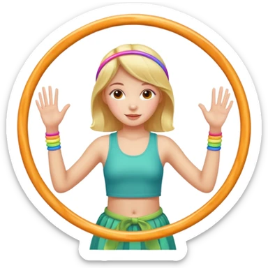 girl with 2 hula hoops sticker