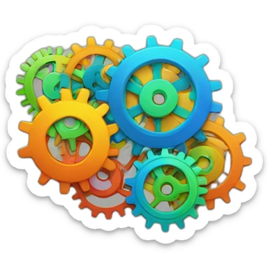 colorful cogs connected in a circle sticker