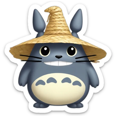 Totoro avec un chapeau de paille sticker
