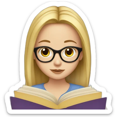 white girl read a book sticker